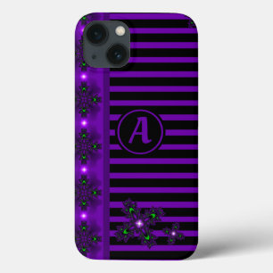 Funda Para iPhone 13 Flores artdeco en estilo retro con monograma