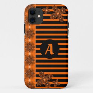 Funda Para iPhone 11 Flores artdeco en estilo retro con monograma