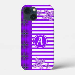 Funda Para iPhone 13 Mini Flores artdeco en estilo retro con monograma