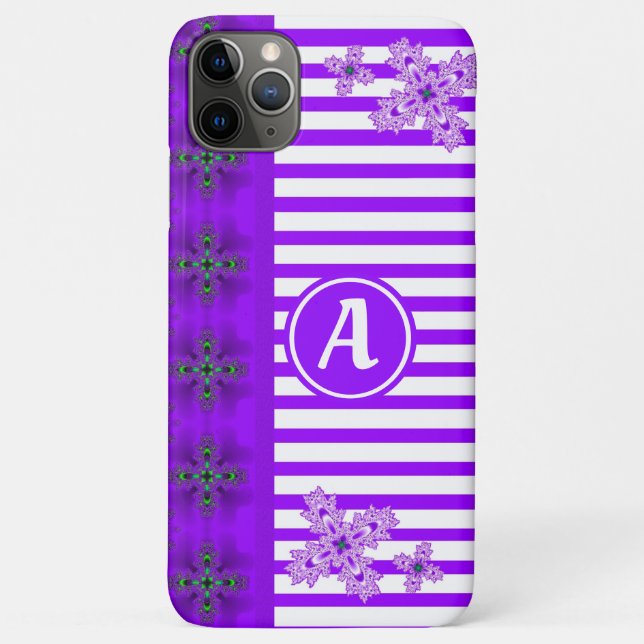 Funda De Case-Mate Para iPhone Flores artdeco en estilo retro con monograma (Reverso)