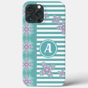 Funda Para iPhone 13 Pro Max Flores artdeco en estilo retro con monograma
