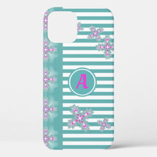 Funda Para iPhone 12 Flores artdeco en estilo retro con monograma