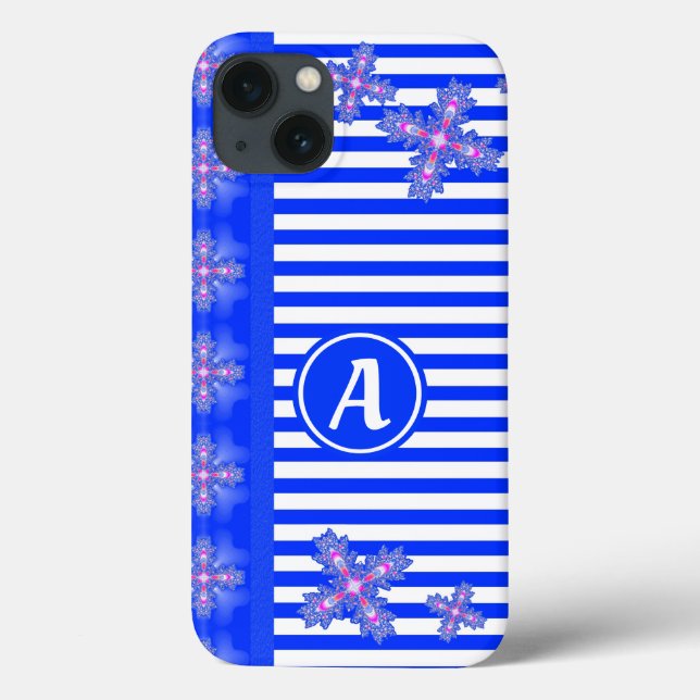 Funda De Case-Mate Para iPhone Flores artdeco en estilo retro con monograma (Reverso)