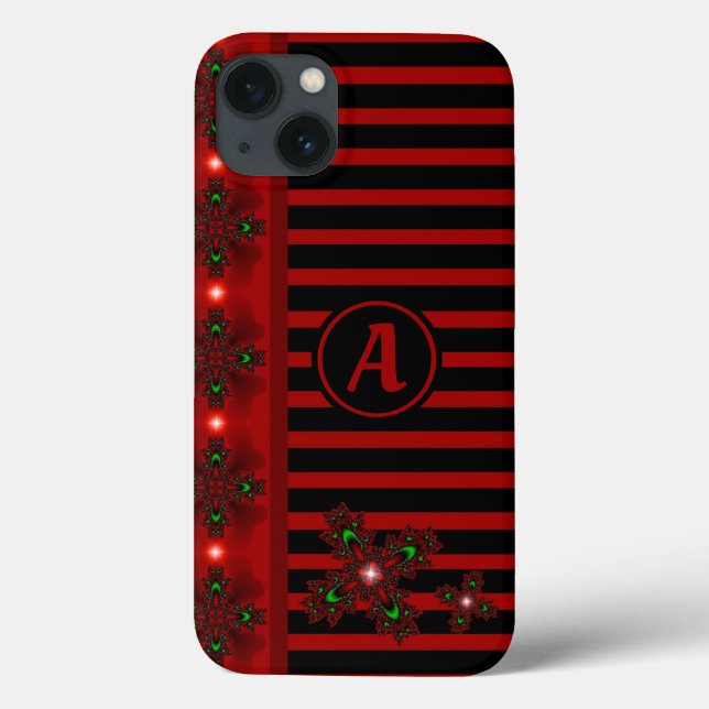 Funda De Case-Mate Para iPhone Flores artdeco en estilo retro con monograma (Reverso)