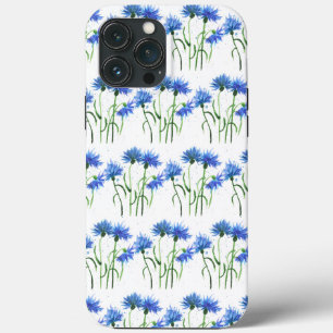 Funda Para iPhone 13 Pro Max Flores azul flores color de agua Patrón