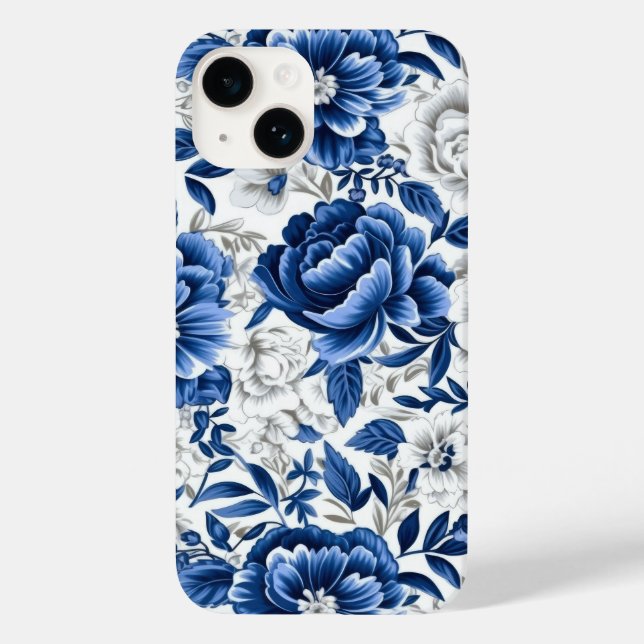 Funda De Case-Mate Para iPhone Flores azul índigo (Reverso )