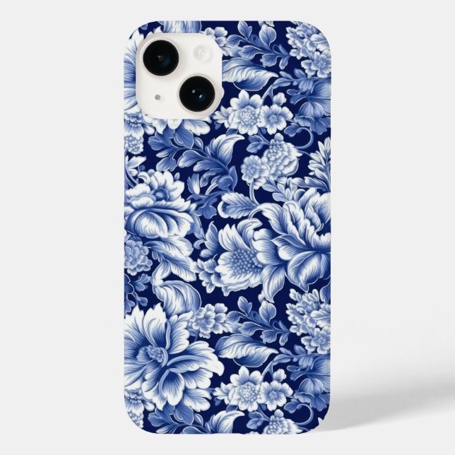Funda De Case-Mate Para iPhone Flores azul índigo (Reverso )