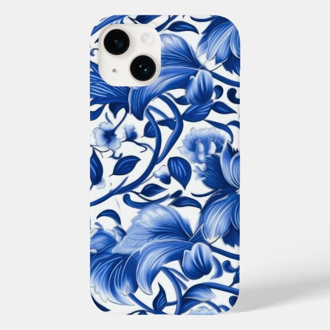 Funda De Case-Mate Para iPhone Flores azul índigo (Reverso )
