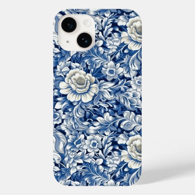Funda De Case-Mate Para iPhone Flores azul índigo (Reverso )