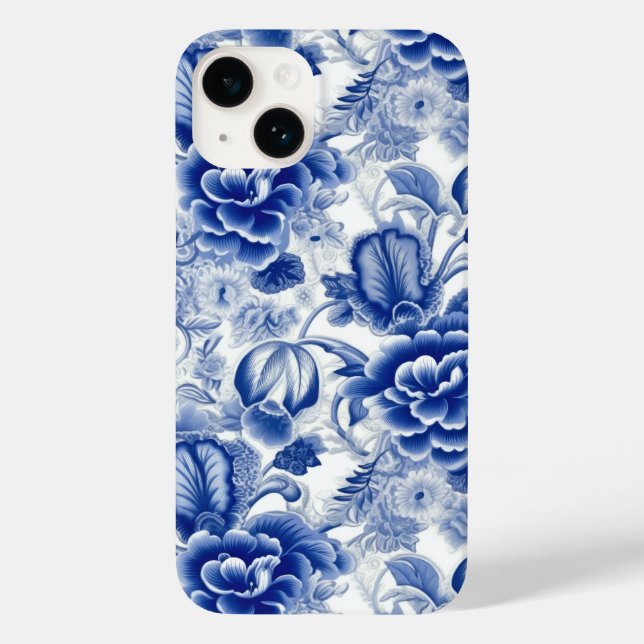 Funda De Case-Mate Para iPhone Flores azul índigo (Reverso )