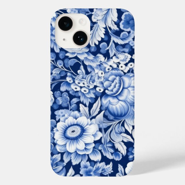 Funda De Case-Mate Para iPhone Flores azul índigo (Reverso )