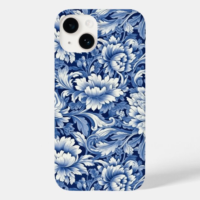 Funda De Case-Mate Para iPhone Flores azul índigo (Reverso )