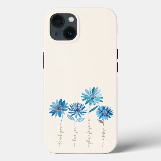 Funda De Case-Mate Para iPhone Flores azules de Ho'oponopono y Bohemian (Reverso )