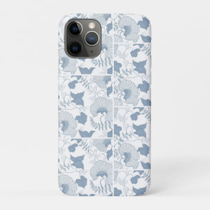 Funda Para iPhone 11 Pro Flores azules japonesas de fondo blanco