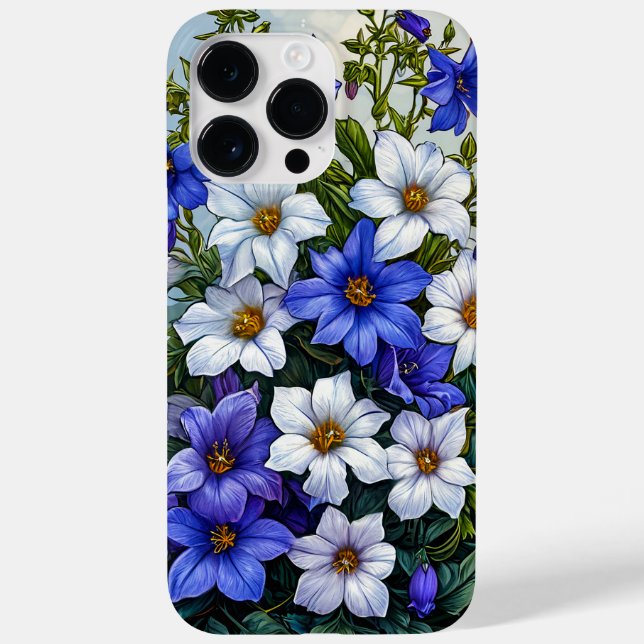 Funda De Case-Mate Para iPhone Flores azules lindas (Reverso)