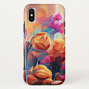 Funda Para iPhone X Flores azules rojas Naranja de arte Abstracto flor