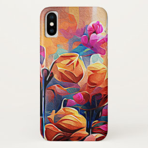 Funda Para iPhone X Flores azules rojas Naranja de arte Abstracto flor