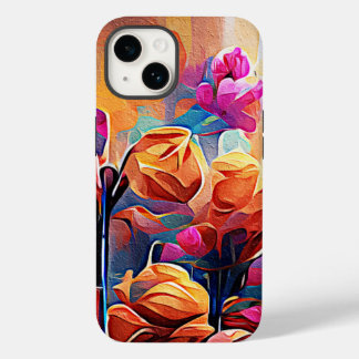 Funda Para iPhone 14 De Case-Mate Flores azules rojas Naranja de arte Abstracto flor