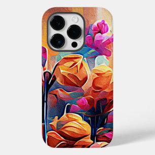 Funda Para iPhone 14 Pro De Case-Mate Flores azules rojas Naranja de arte Abstracto flor