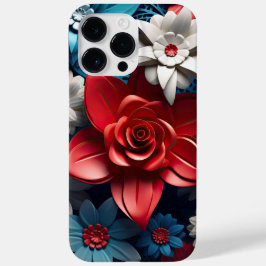 FUNDA PARA iPhone 14 PRO MAX DE Case-Mate FLORES AZULES ROJOS PATRIÓTICOS AMERICANOS