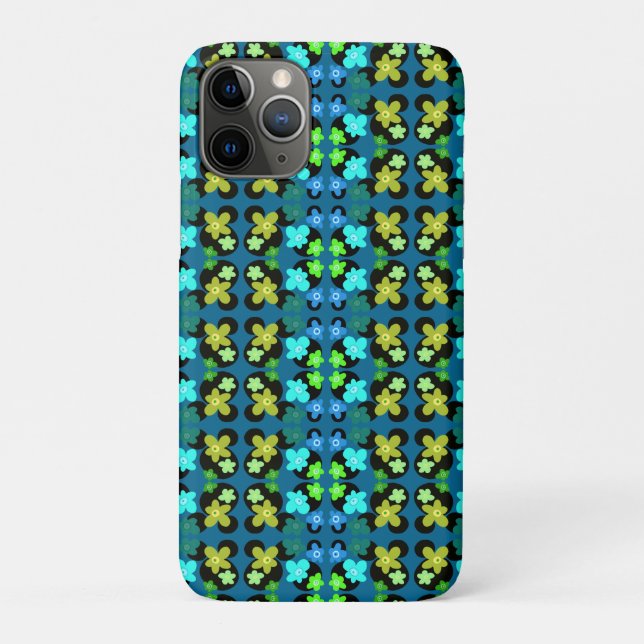 Funda De Case-Mate Para iPhone Flores azules y verdes (Reverso)