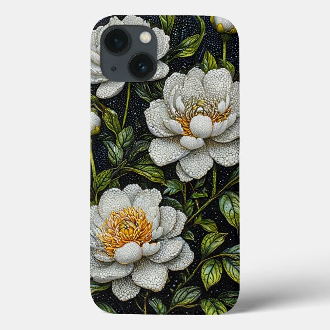 Funda De Case-Mate Para iPhone Flores blancas (Reverso)