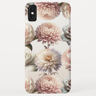 Funda Para iPhone XS Max Flores blancas color crema rosado de color azul
