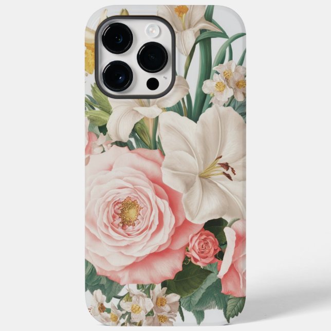 Funda De Case-Mate Para iPhone Flores blancas elegantes (Reverso )