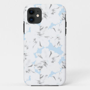 Funda Para iPhone 11 Flores blancas en azul claro.