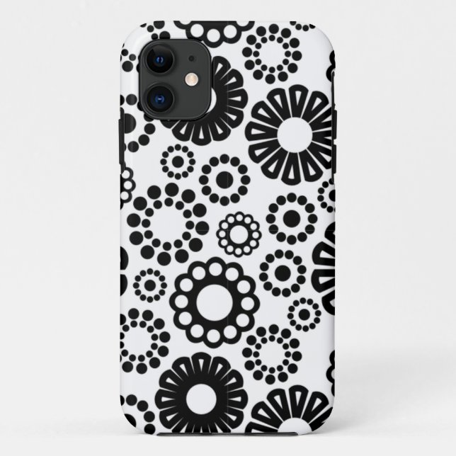 Funda De Case-Mate Para iPhone Flores blancas negras retro iPhone 5 Funda (Reverso)