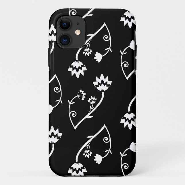Funda De Case-Mate Para iPhone Flores blancas negras retro iPhone 5 Funda (Reverso)