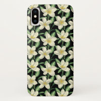 Flores blancas sin costuras trópicas hoja verde