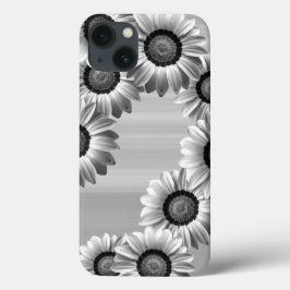 Funda Para iPhone 13 Flores blancas y negras