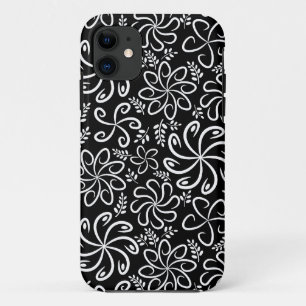 Flores blancas y negras funky iPhone 5 Funda