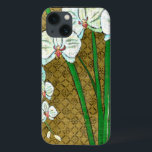 Funda Para iPhone 13 Flores blancas y piedras verdes en la frontera mar<br><div class="desc">Flores blancas cuelgan de tallos verdes en esta pieza de Chariklia Zarris. Un cuadro sencillo pero elegante se sitúa sobre un fondo marrón y está rodeado por un borde marrón. Añádalo a tu casa y disfruta de la belleza!</div>