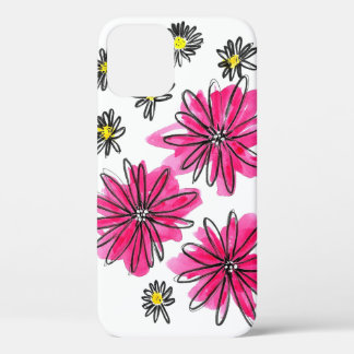 Funda Para iPhone 12 Flores blancas y rosas singulares