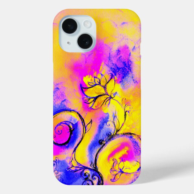 FUNDA DE Case-Mate PARA iPhone FLORES BLANCOS, PINTORESOS DE ROPA AMARILLA (Reverso )