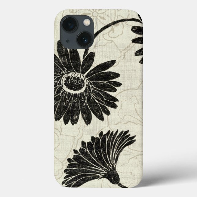 Funda De Case-Mate Para iPhone Flores blancos y negros (Reverso)