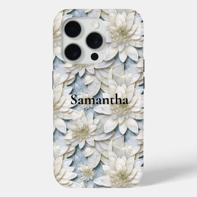 Funda De Case-Mate Para iPhone Flores Blue White Lotus (Reverso )