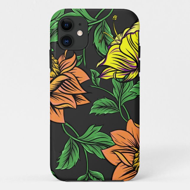 Funda De Case-Mate Para iPhone Flores brillantes emergen de fondo negro (Reverso)