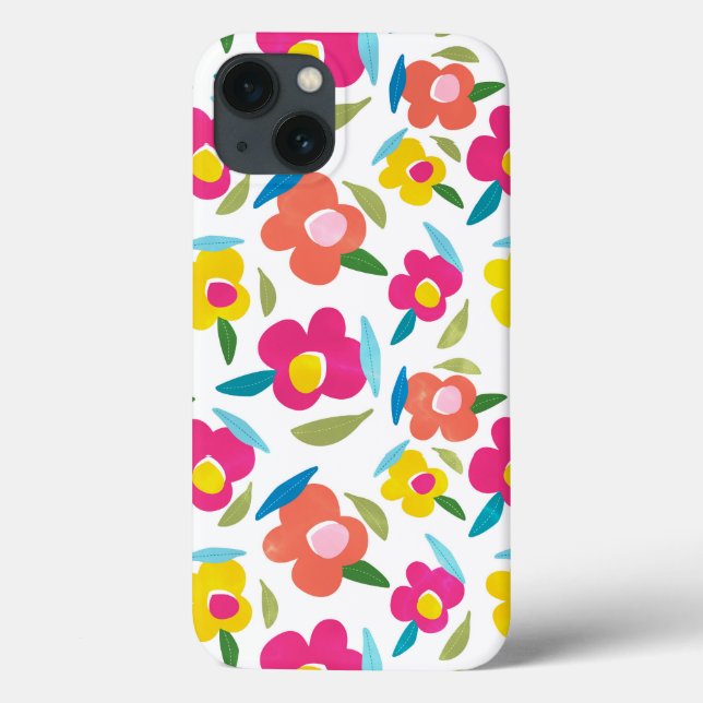 Funda De Case-Mate Para iPhone Flores brillantes en blanco (Reverso)