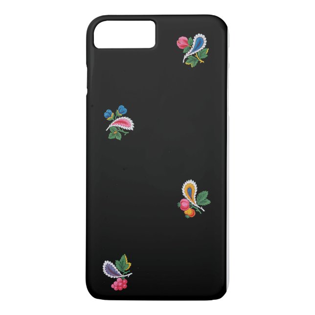 Funda De Case-Mate Para iPhone Flores brillantes, hojas y paisleys negro (Reverso)