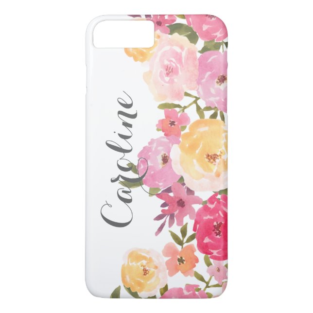 Funda De Case-Mate Para iPhone Flores caprichosas amarillas rosadas de la (Reverso)