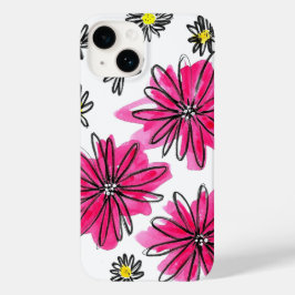 Funda Para iPhone 14 De Case-Mate Flores caprichosas de color rosa y blanco
