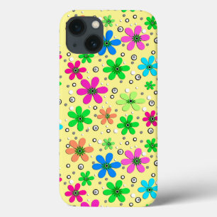 Funda Para iPhone 13 Flores chamomiles brillantes multicolores sobre un