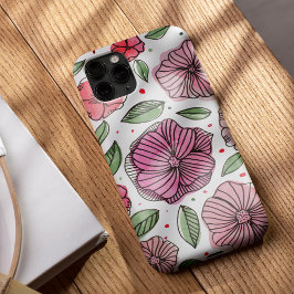 Funda Para iPhone 13 Flores color agua y tinta - rosa y verde