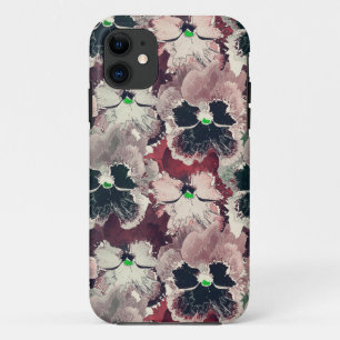 Funda Para iPhone 11 Flores color de agua rosa y burdeos