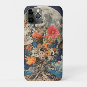 Funda Para iPhone 11 Pro Flores Coloridas Bajo Luna Llena