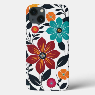 Funda Para iPhone 13 Flores coloridas Cute Primavera Patrón de Arte Flo