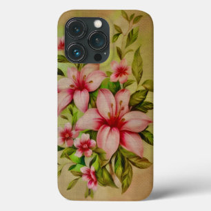 Funda Para iPhone 13 Pro Flores Coloridas Pintadas Con Fondo De Acrílico